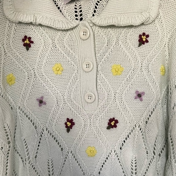 Sandy Liang x Target Floral Embroidered Collared Pullover Sweater - Picture 8 of 10